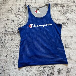Champion Royal Blue Mesh Tank with Gray Trim and Logo